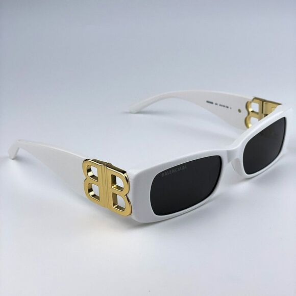NEW Balenciaga BB0096S 011 White Gold Logo Grey Square Unisex Sunglasses - Picture 12 of 12